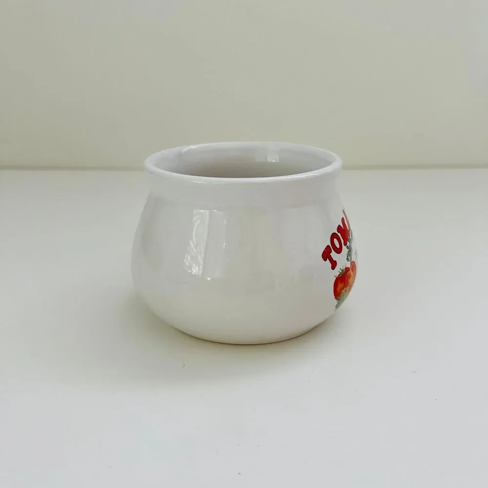 DAT'L DO-IT White Ceramic Retro Tomato Soup Recipe Graphic Mug Bowl